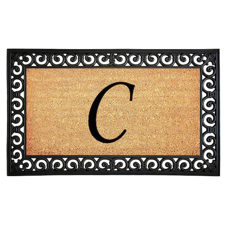 Monogram Door Mat, Black, Natural, 18 in W x 30 in L